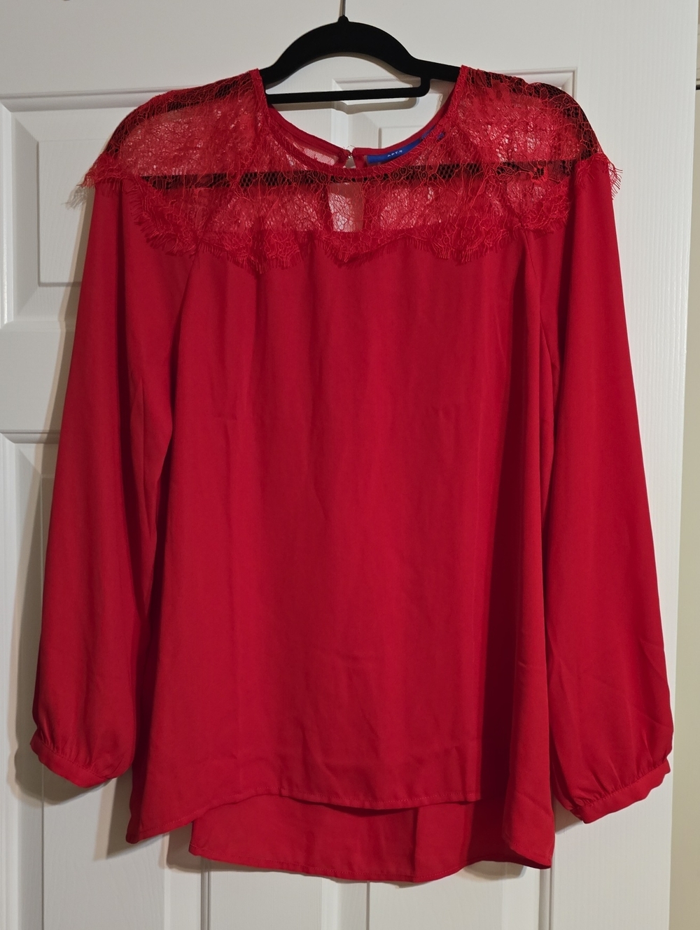 Apt. 9 Red Lace Yoke Blouse